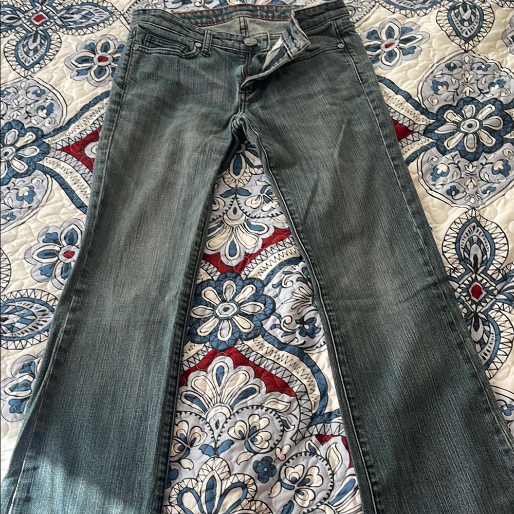 BCBGMaxAzria Blue Flare Wide Leg Jeans